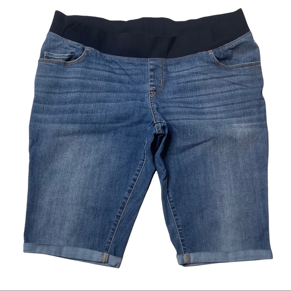 Liz Lang Maternity Blue Cut Off Jean Shorts with Rolled Cuff Size 16